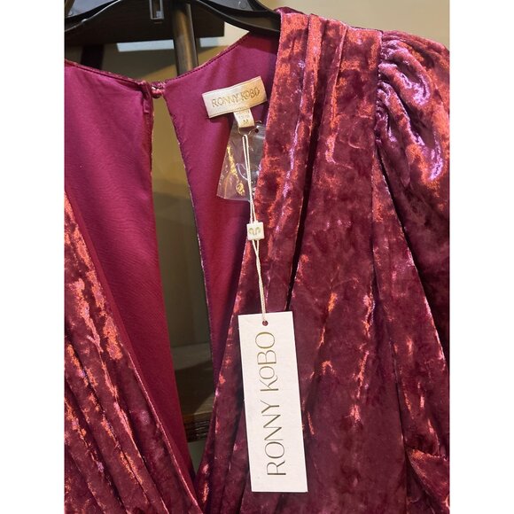 Ronny Kobo Velvet Alicia Dress Wine Purple Red Womens Size Medium - Picture 10 of 12
